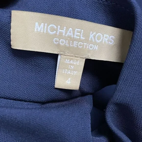 MICHAEL KORS COLLECTION Gown Womens 4 Navy Blue High Neck Sleeveless Dress Italy